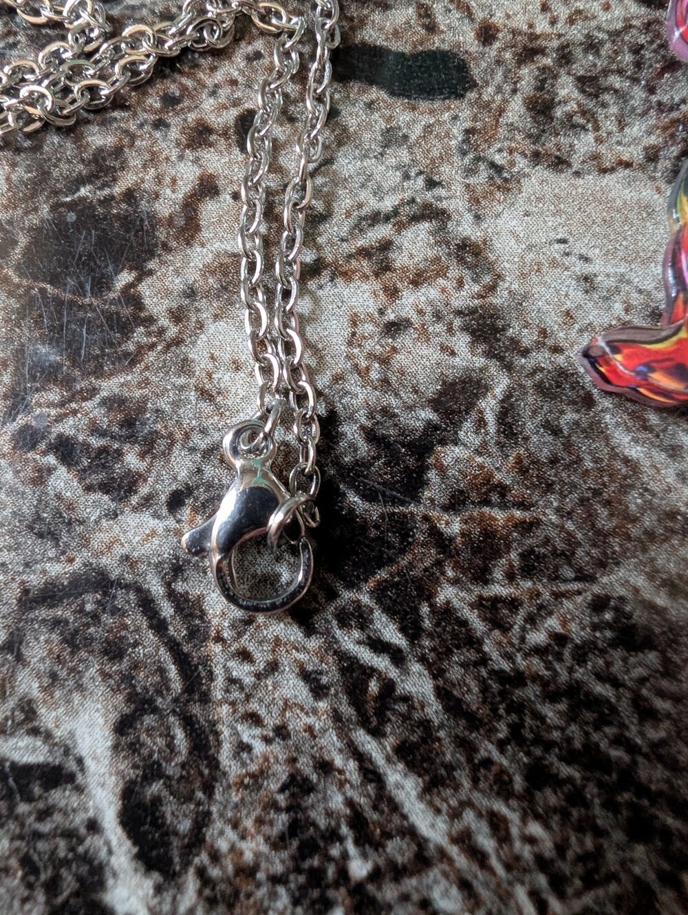 Multicolor Mosaic Floral Dachshund Pendant Necklace NWOT - Picture 3 of 3